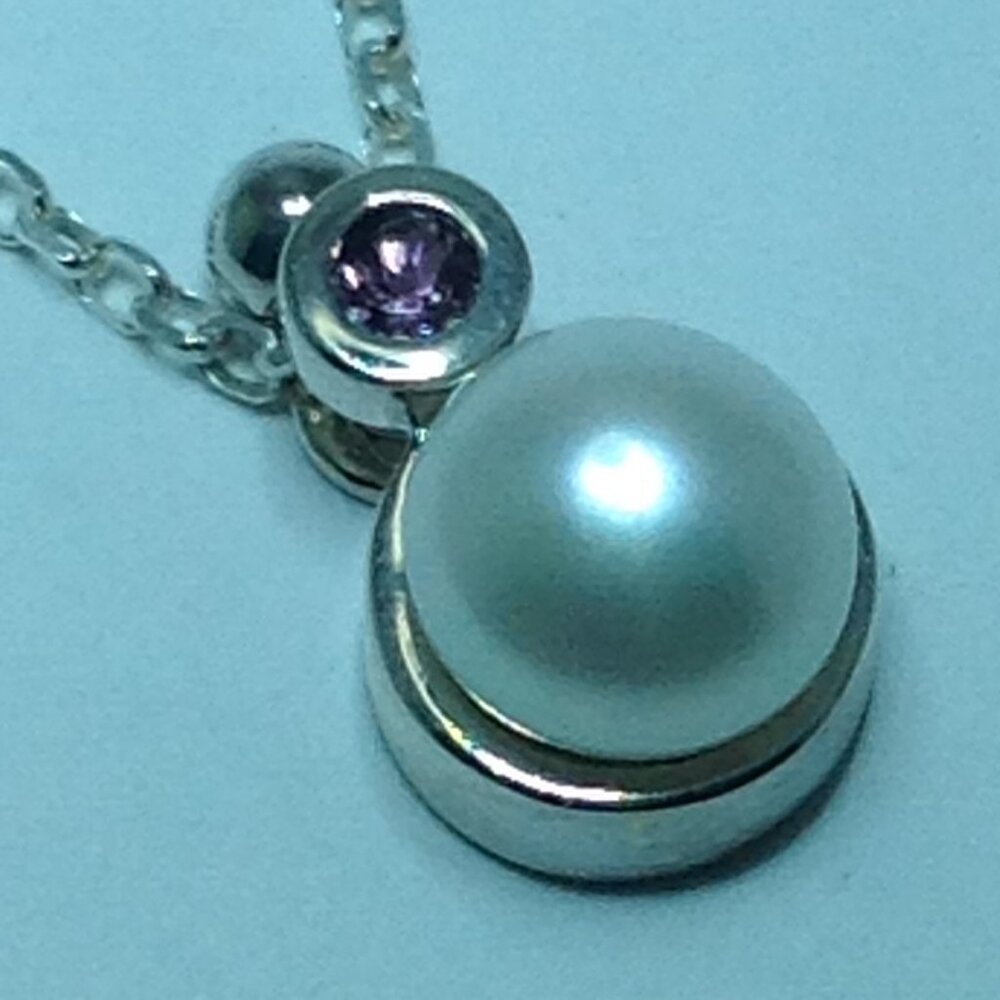 Honora Silver Freshwater Pearl Topaz Pendant with Chain